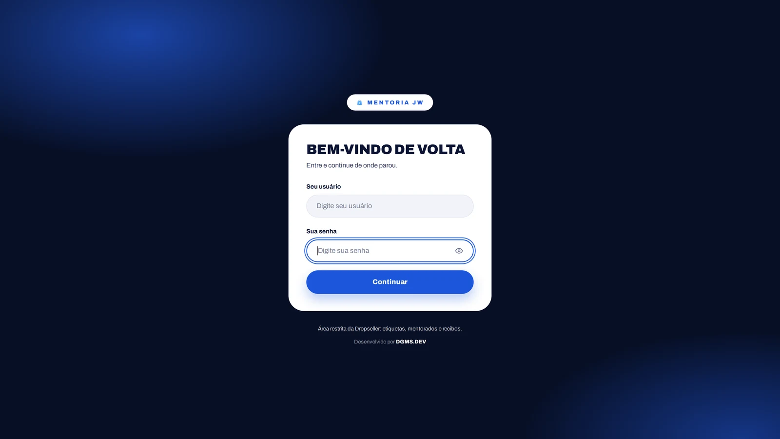 Passo 1 · Login