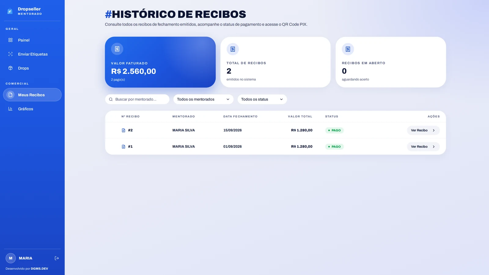 Passo 5 · Recibos